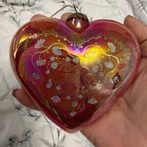Heart-Shaped Glass Ornament with Gold Accents